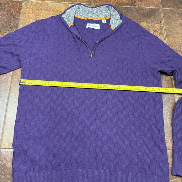 Robert Graham Wool Blend Purple Quarter Zip-Up Sweater - Picture 5 of 7